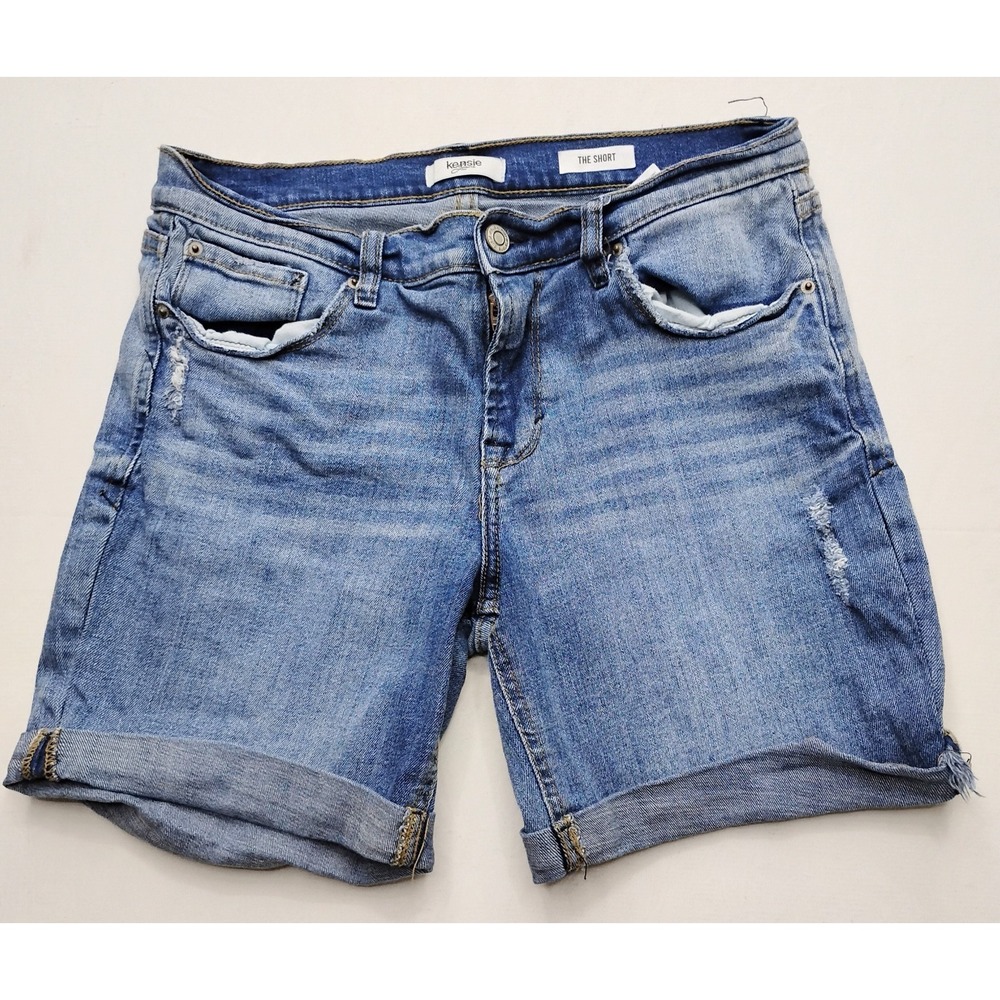 Kensie Women's The Short size 8/29 Bermuda shorts denim rolled up 6in inseam